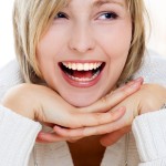 Smiling woman isolated on white background