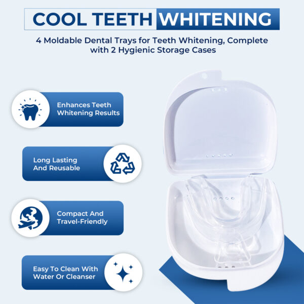 Cool Teeth Whitening Trays Moldable 4 Dental Trays 2 Retainer Case Teeth Trays for Tooth Whitening Gel Compatible with Opalescence Teeth Whitening Gel - Image 4